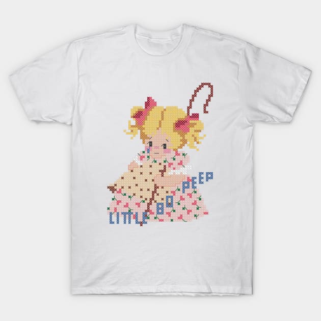 Little Bo Peep Has Lost Her Sheep Cross Stitch T-Shirt by inotyler